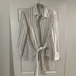 Striped Button Down Shirt - White